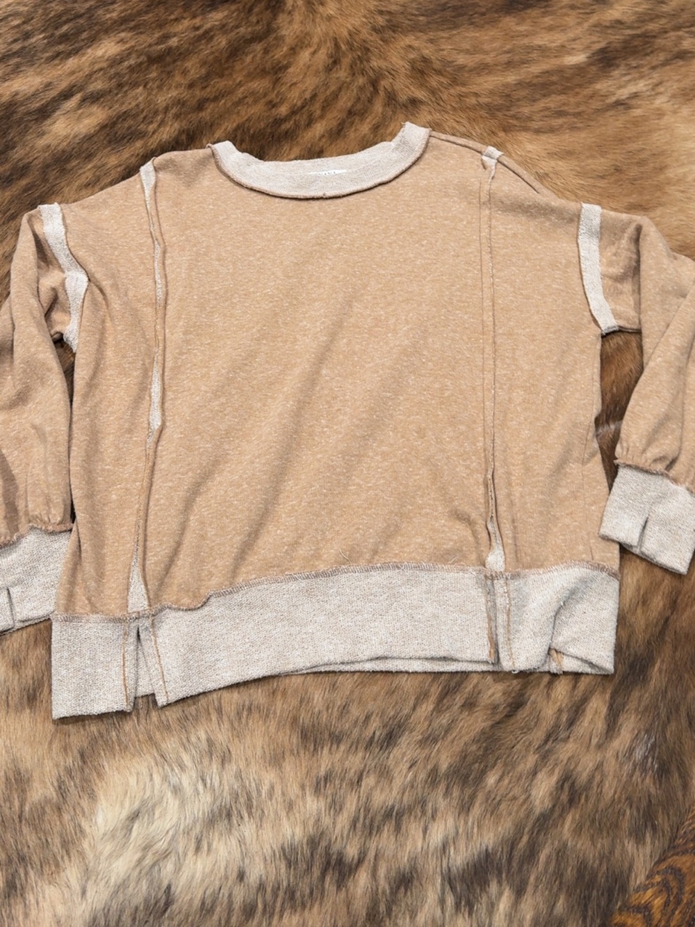 Zenana Outfitters Tan Knit Pullover Sweatshirt for Kids